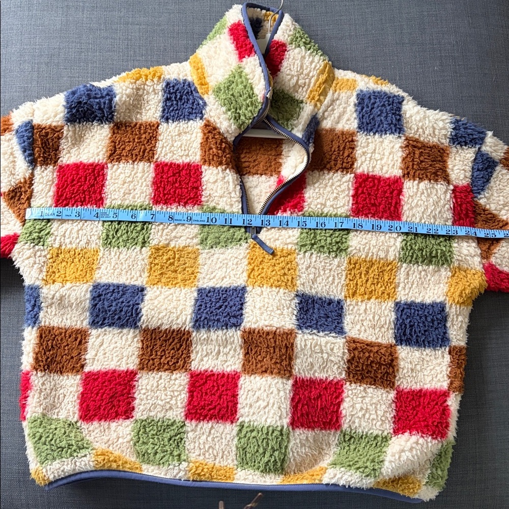 The Great + Eddie Bauer Colorful Checkered Sherpa Pullover - Picture 6 of 7